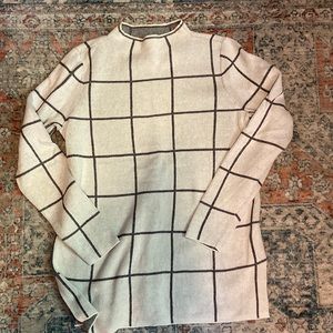 Loft windowpane mock neck sweater